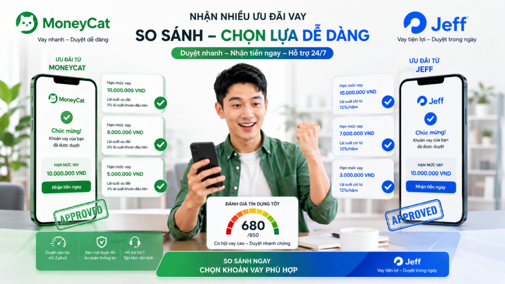 App vay nào dễ duyệt hơn giữa MoneyCat và Jeff