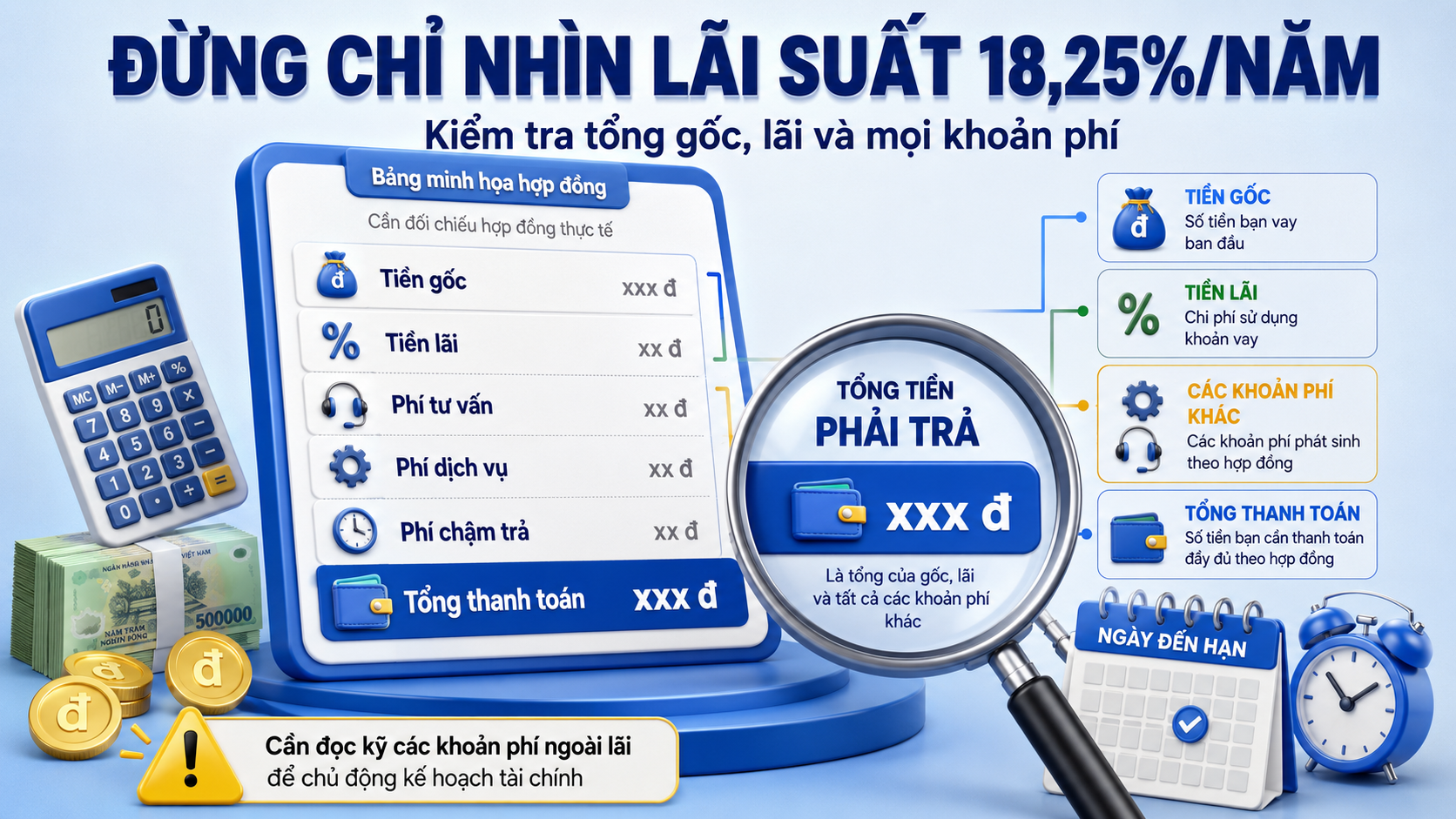 Cách kiểm tra lãi suất phí tư vấn và tổng tiền phải trả tại Moneyveo