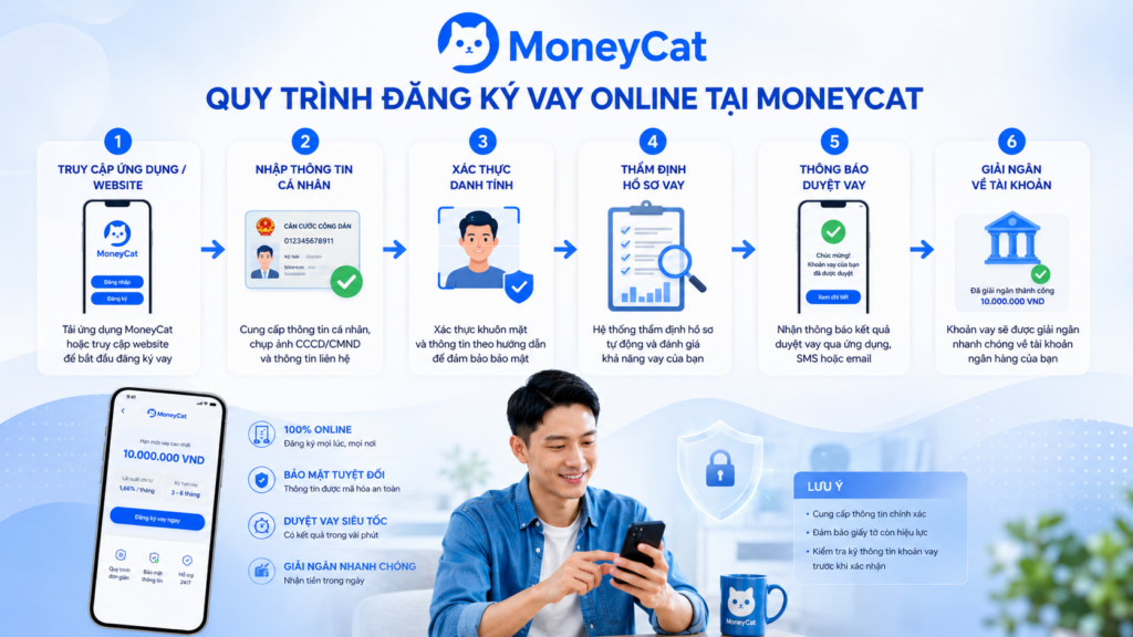 Quy trình đăng ký vay MoneyCat online từng bước