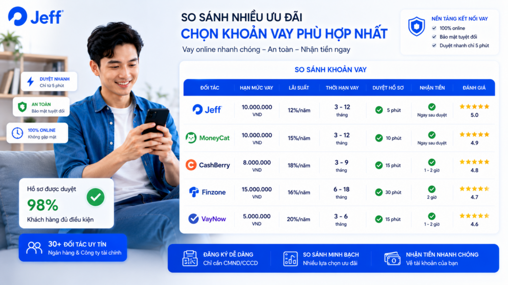 So sánh Jeff và app vay tiền trực tiếp