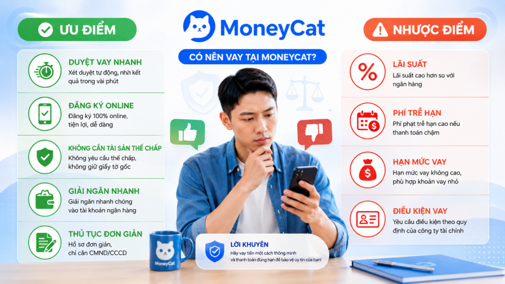 Ưu điểm và nhược điểm khi vay tiền MoneyCat online