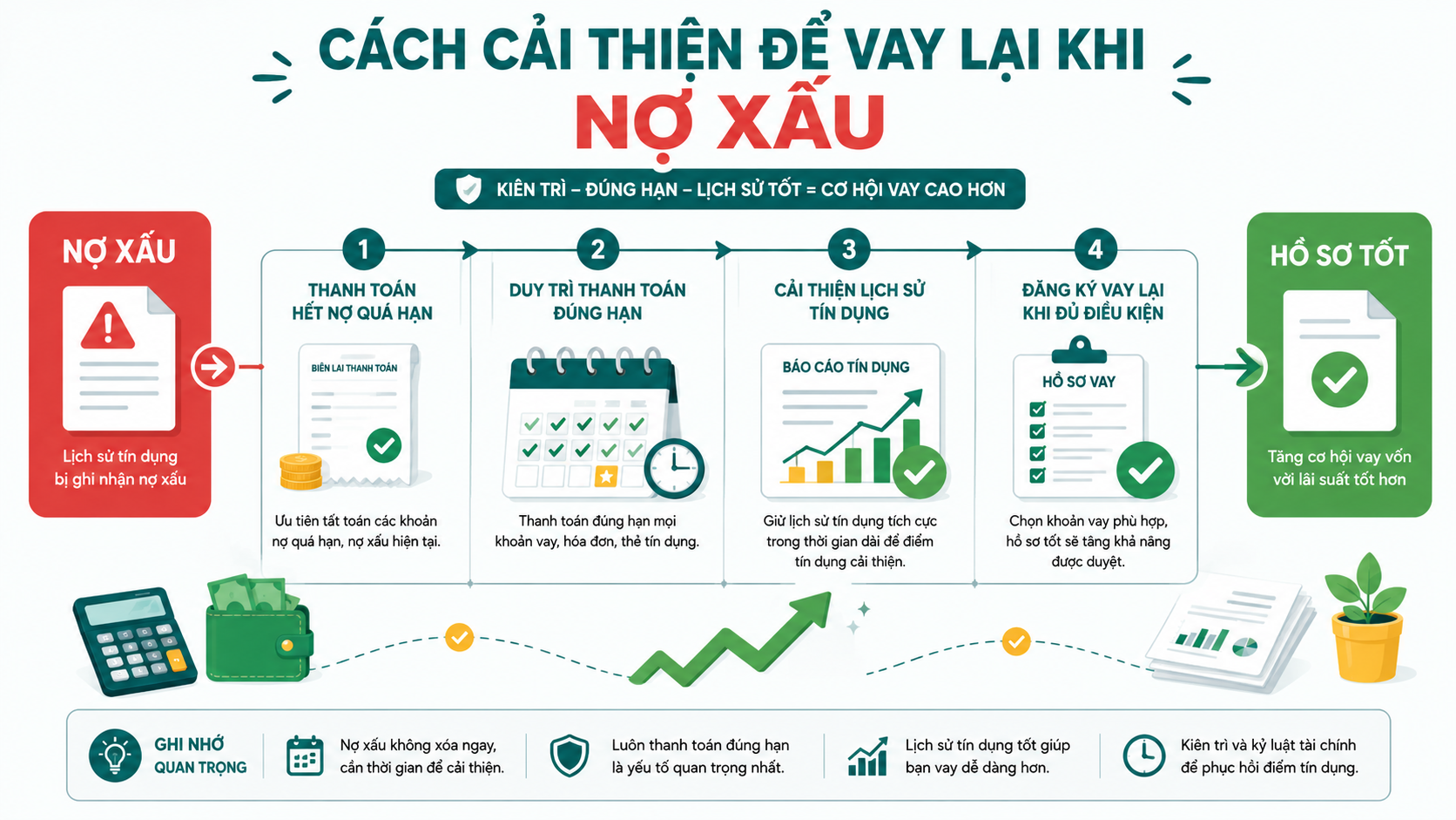 Cách tăng khả năng được duyệt khi có nợ xấu: tất toán và cải thiện hồ sơ tín dụng