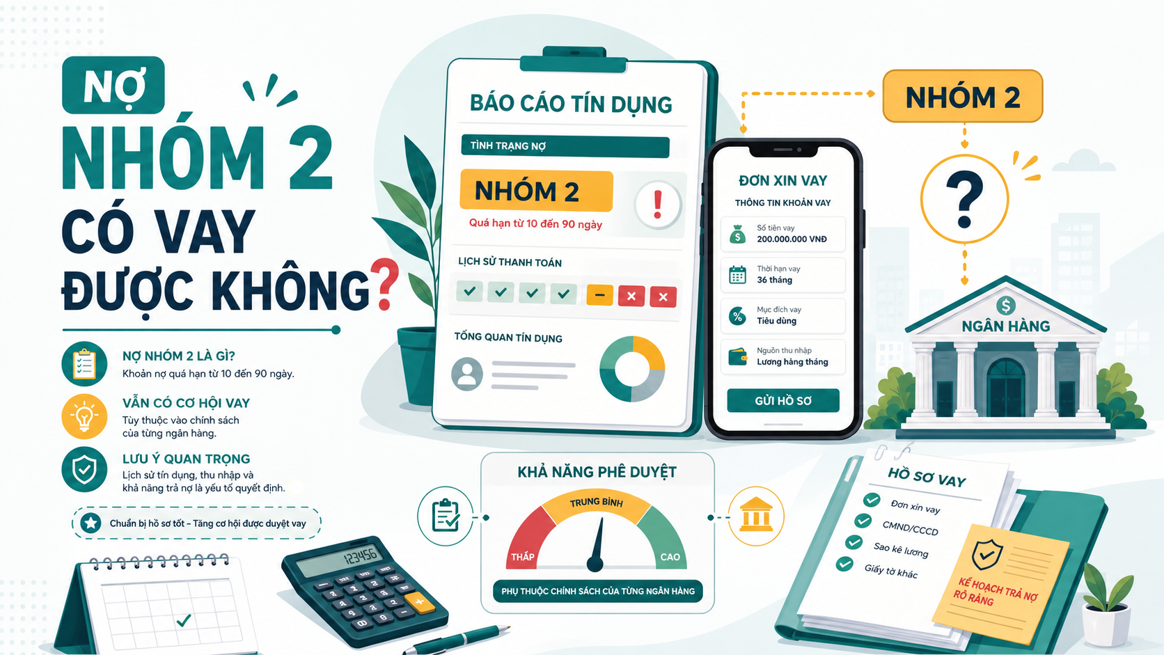 Nợ nhóm 2 có vay được không, app và ngân hàng nào chấp nhận nợ nhóm 2 2026