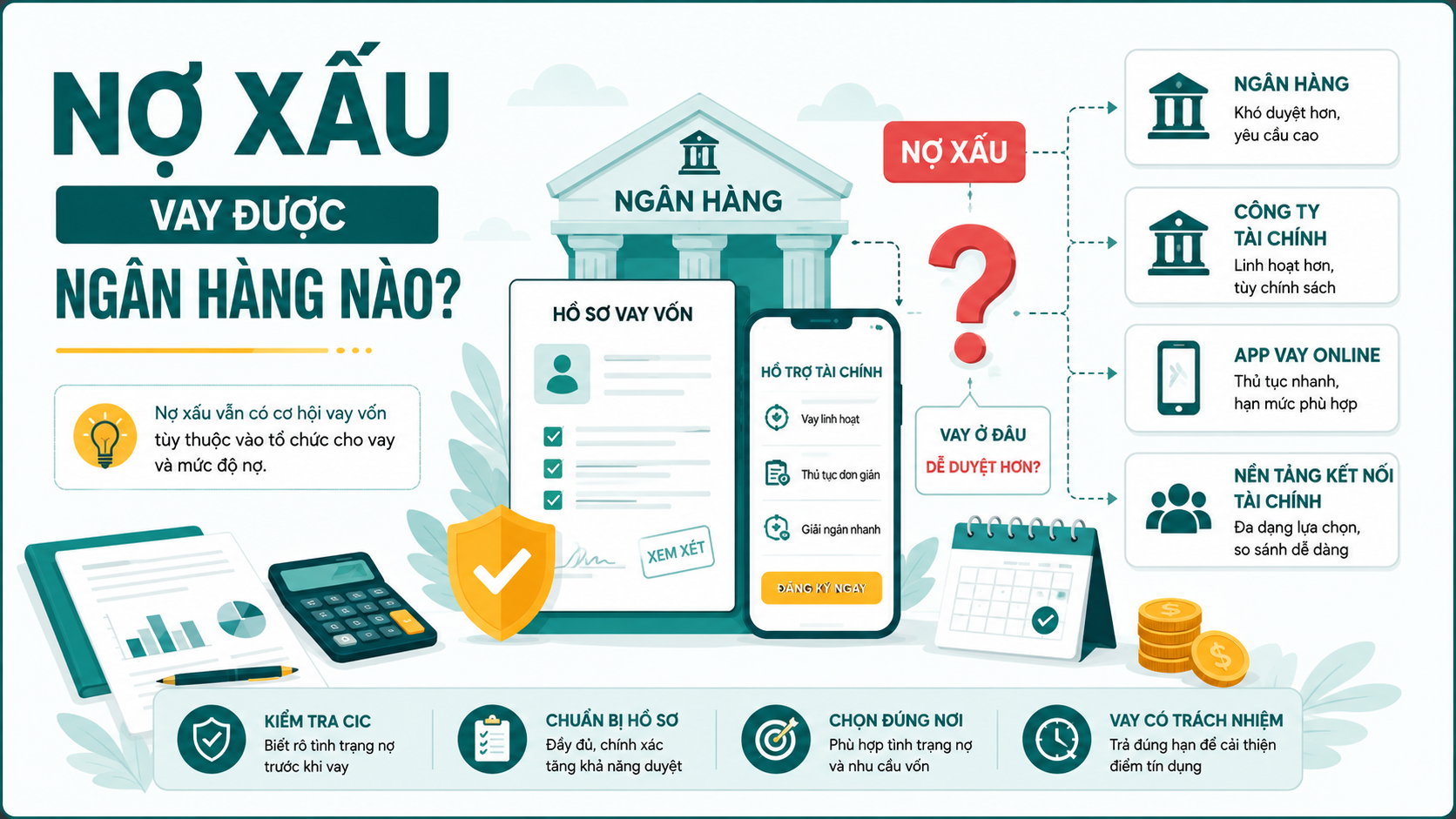 Nợ xấu vay được ngân hàng nào và các nền tảng hỗ trợ tài chính online 2026