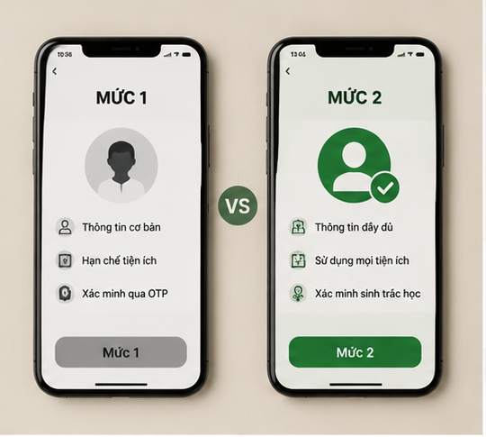 Phân biệt VNeID mức 1 và mức 2 khi định danh vay online